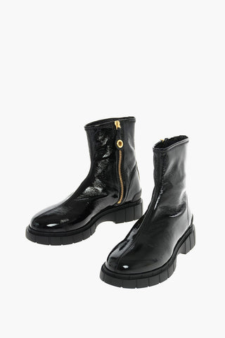 Patent Leather Boots with Inner zip