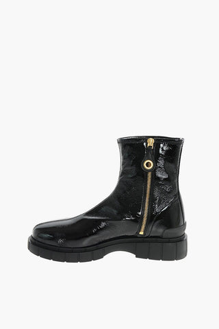 Patent Leather Boots with Inner zip
