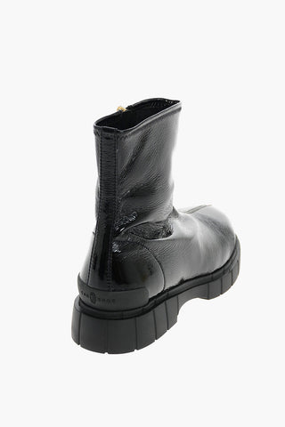 Patent Leather Boots with Inner zip