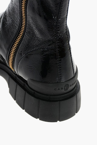 Patent Leather Boots with Inner zip