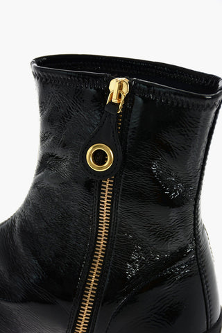 Patent Leather Boots with Inner zip