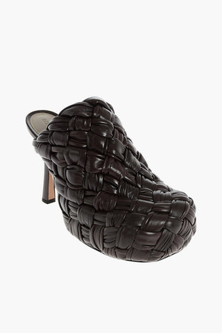 Braided Leather Chunky Mules 10 cm
