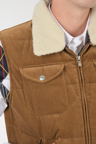 Sleeveless Down Jacket with Shearling Collar