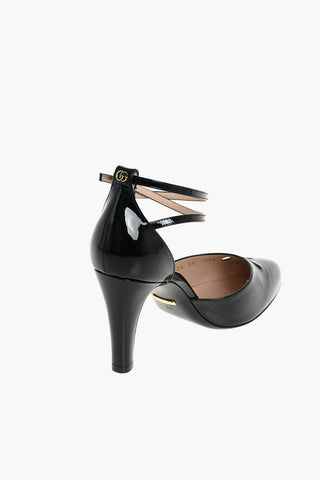  patent leather Ankle-strap D’Orsay pumps 9 cm