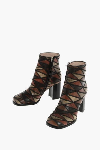 leather Patchwork High heel ankle boots 8cm