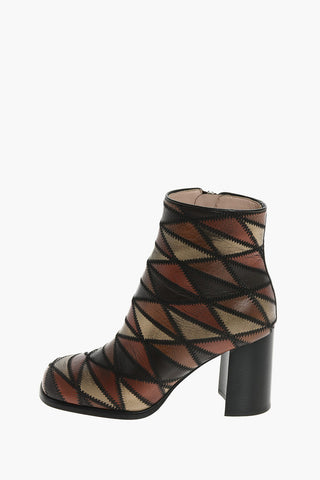 leather Patchwork High heel ankle boots 8cm