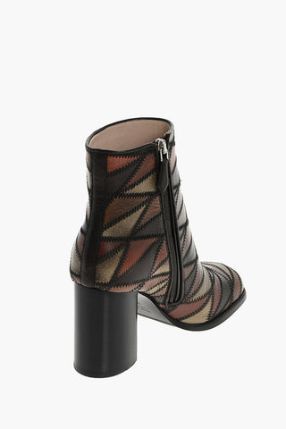 leather Patchwork High heel ankle boots 8cm