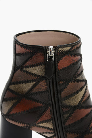 leather Patchwork High heel ankle boots 8cm