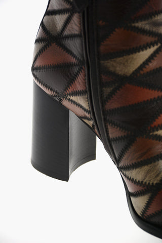 leather Patchwork High heel ankle boots 8cm
