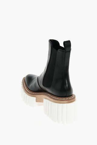 Faux-leather EMILIE Pointed-toed Chelsea Booties with Statement Sole 8cm
