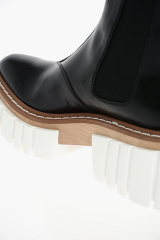 Faux-leather EMILIE Pointed-toed Chelsea Booties with Statement Sole 8cm