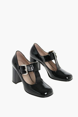 Patent leather Round Toe T-Strap pumps 9 cm