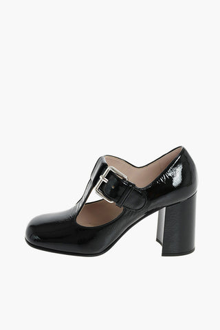 Patent leather Round Toe T-Strap pumps 9 cm
