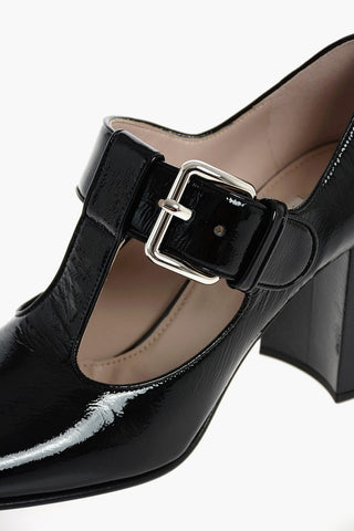 Patent leather Round Toe T-Strap pumps 9 cm