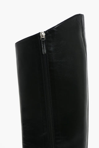 Leather ALEX90 Point Toe Knee High Boots 9.5 cm