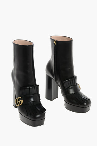 Chunky High Heel ankle boots with Fringes 13 cm
