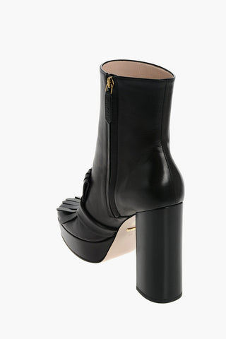 Chunky High Heel ankle boots with Fringes 13 cm