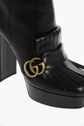 Chunky High Heel ankle boots with Fringes 13 cm