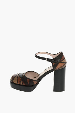 Patchwork Leather Mary Jane pumps 10cm