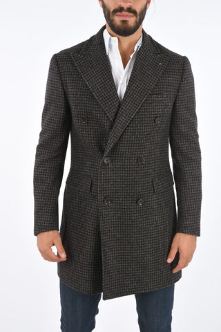 CC COLLECTION Cashmere Houndstooth Double-Breasted Coat 