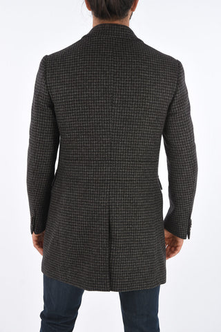CC COLLECTION Cashmere Houndstooth Double-Breasted Coat 