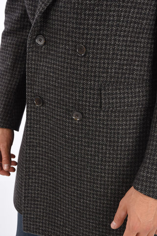 CC COLLECTION Cashmere Houndstooth Double-Breasted Coat 
