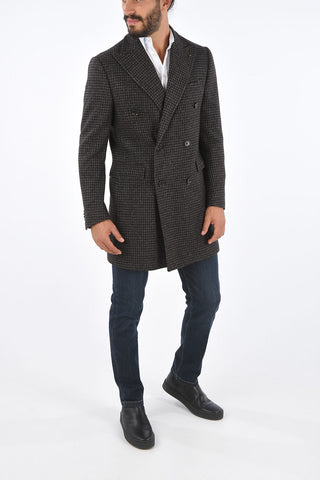 CC COLLECTION Cashmere Houndstooth Double-Breasted Coat 