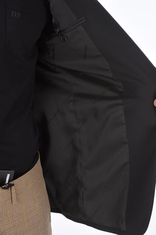 Stretch Virgin Wool Blazer with Peaked Lapel 