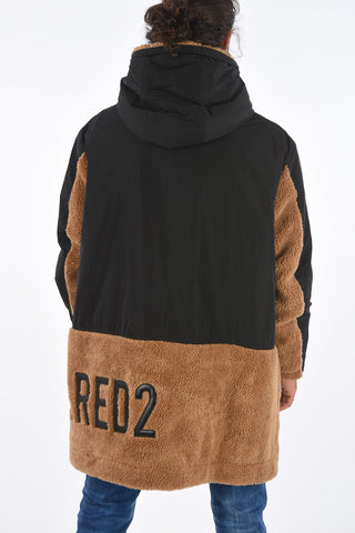Cappotto Imbottito in Eco Shearling con Maxi Applicazione Logo 
