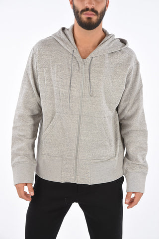 Felpa Full-Zip in Cotone Mèlangè Con Cappuccio 