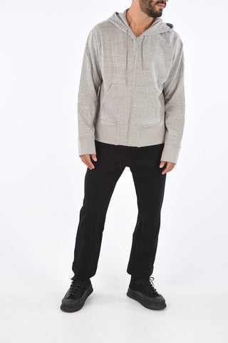 Felpa Full-Zip in Cotone Mèlangè Con Cappuccio 