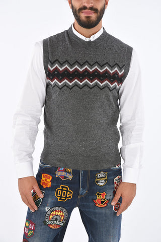 Virgin Wool Sleeveless Fair Isle Sweater