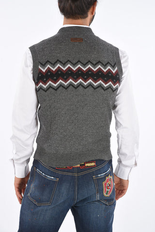 Virgin Wool Sleeveless Fair Isle Sweater