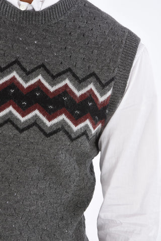 Virgin Wool Sleeveless Fair Isle Sweater