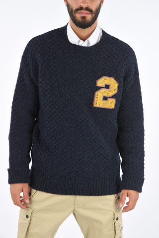 Maglia Girocollo Crochet con Applicazione Logo