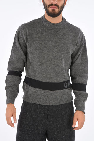 Wool Logo Embroidered Crew-Neck Sweater