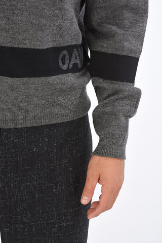 Wool Logo Embroidered Crew-Neck Sweater