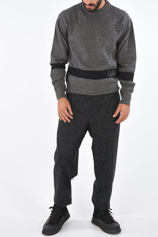Wool Logo Embroidered Crew-Neck Sweater
