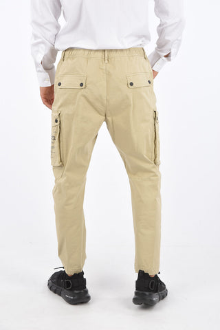 Stretch Cotton Drawstring Cargo Pants