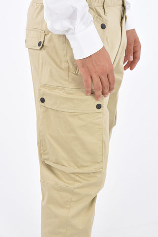 Stretch Cotton Drawstring Cargo Pants