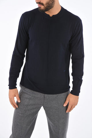 Wool Visible Seams Crew-Neck Sweater