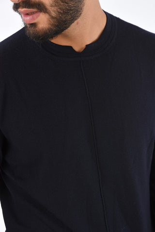Wool Visible Seams Crew-Neck Sweater