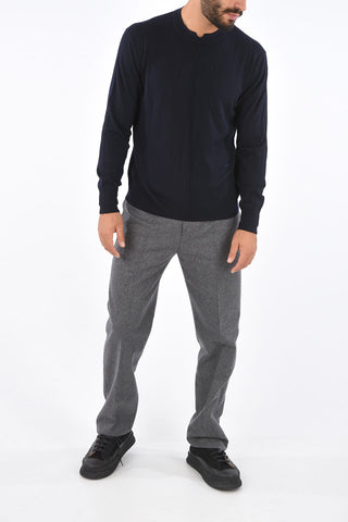 Wool Visible Seams Crew-Neck Sweater