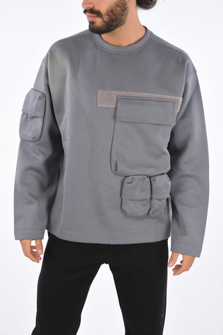 Blend Cotton Utility Crew-Neck Sweatshirt
