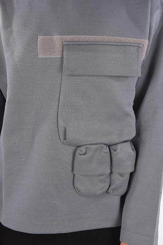 Blend Cotton Utility Crew-Neck Sweatshirt