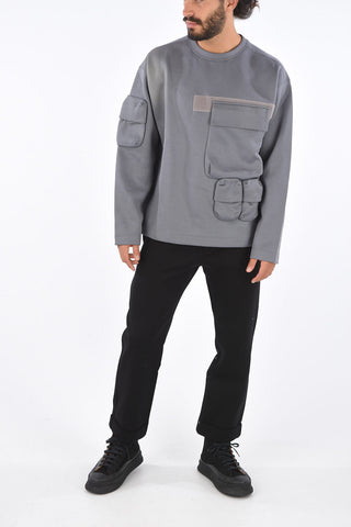 Blend Cotton Utility Crew-Neck Sweatshirt