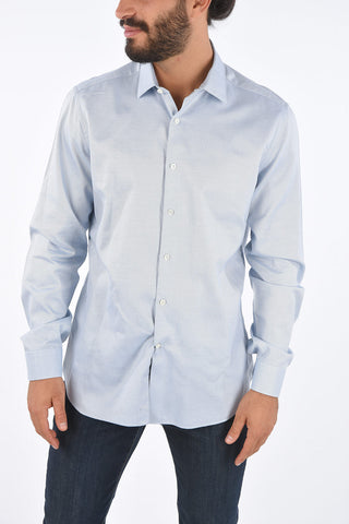 Camicia Slim Fit con Stampa Occhio di Pernice 