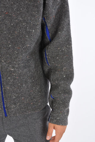 Mélange Virgin Wool Crew-Neck Sweater with Contrasting Detail
