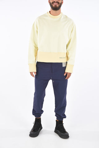 Contrast Trim SELF-ENCLOSED Crew-Neck Sweatshirt