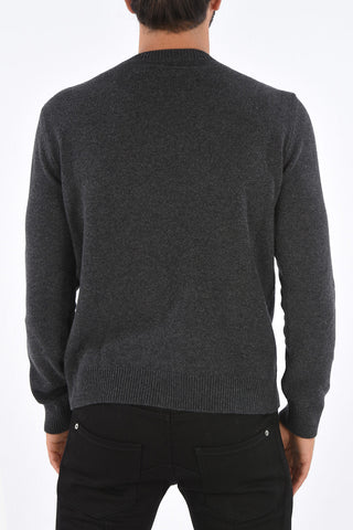 Wool Tartan Pocket Crew-Neck Sweater